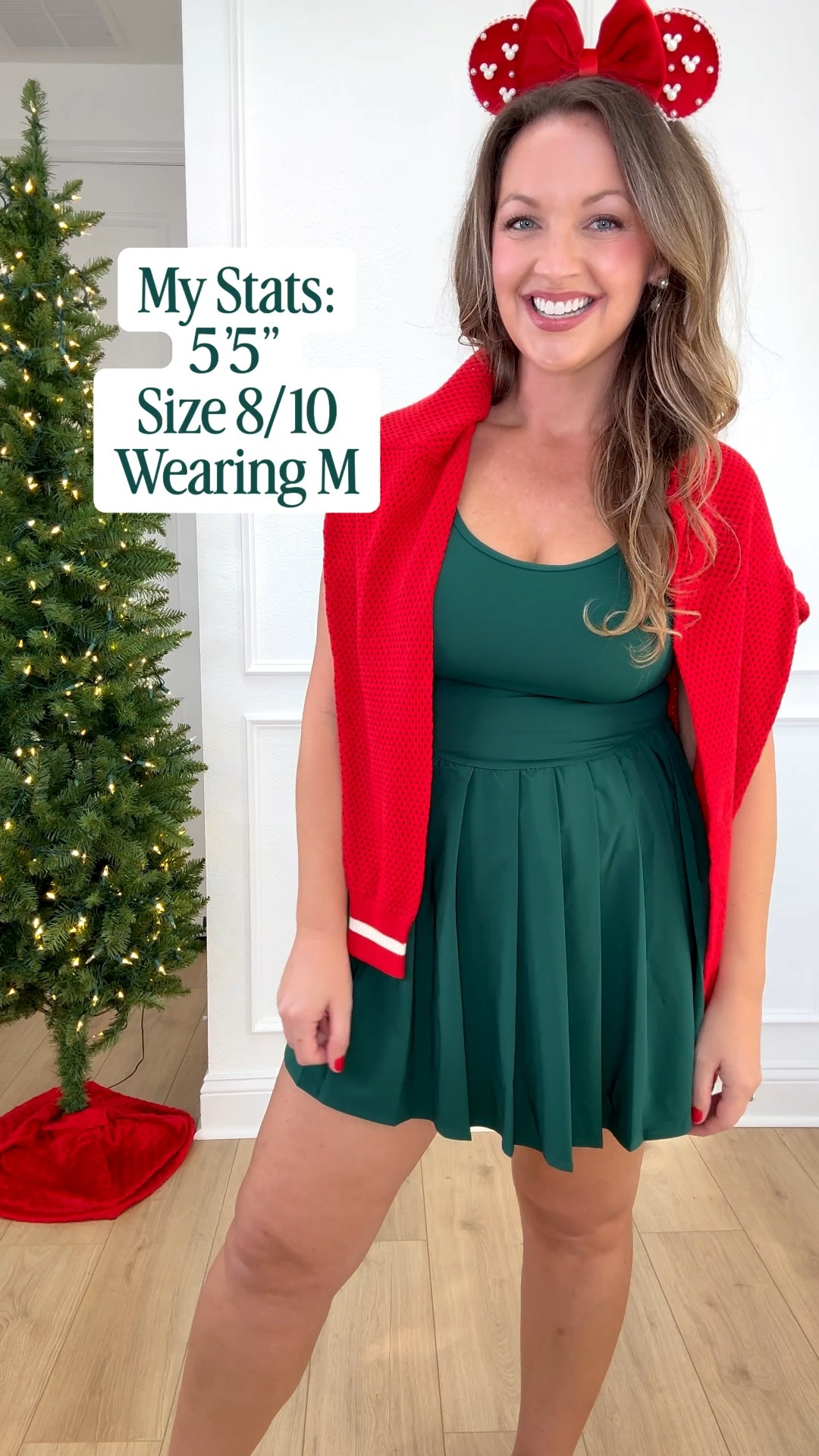 The perfect outift for Disney World at Christmas! This active dress was so comfy to wear to Disney World in December!  I love the gorgeous green color and those drop down easy bathroom shorts are everything! I am 5'5" Size 8/10 Wearing Size Medium 
I layered this varsity Minnie Mouse sweater for chilly mornings rope dropping and evening fireworks!

#disneyoutfit #amazonfashion #amazondisneyoutift #womensdisneyoutfit

amazon disney christmas outfits, amazon disney sweatshirts, amazon disney sweaters, disney christmas outfits, disney holiday outfits, disney family christmas outfits, disney matching sweatshirts, disney matching family outfits, disney trip outfits, disney world outfits, disneyland outfits, disney park outfits, disney christmas trip, disney holiday trip outfits, disney vacation style, disney travel looks, disney outfit ideas, disney mom outfits, disney style inspiration, christmas disney outfits, holiday disney style, amazon holiday outfits, amazon christmas outfits, amazon fashion finds,  amily disney trip, festive disney outfits, christmas travel outfits, ltk holiday outfits, ltk amazon finds, ltk finds under 50, midsize mom style, mom fashion, affordable disney outfits 

 #LTKHoliday #LTKSeasonal #LTKFindsUnder50