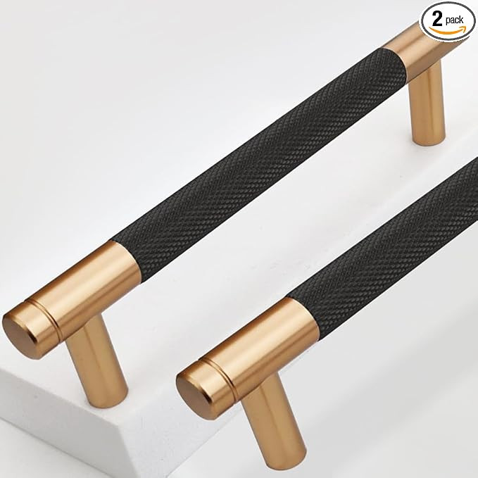 2 Pack 5 Inch 128 mm Bronze and Black Knurled Cabinet Handles Cabinet Pulls Aluminum Handles Pull... | Amazon (US)
