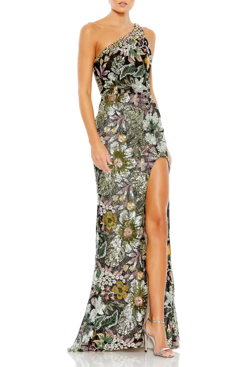 Mac Duggal Floral Sequin One-Shoulder Gown | Nordstrom | Nordstrom