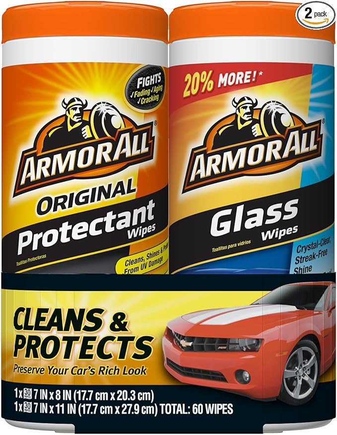 Armor All Protectant Wipes and Glass Wipes by Armor All, Car Cleaning Wipes and Car Glass Wipes, ... | Amazon (US)