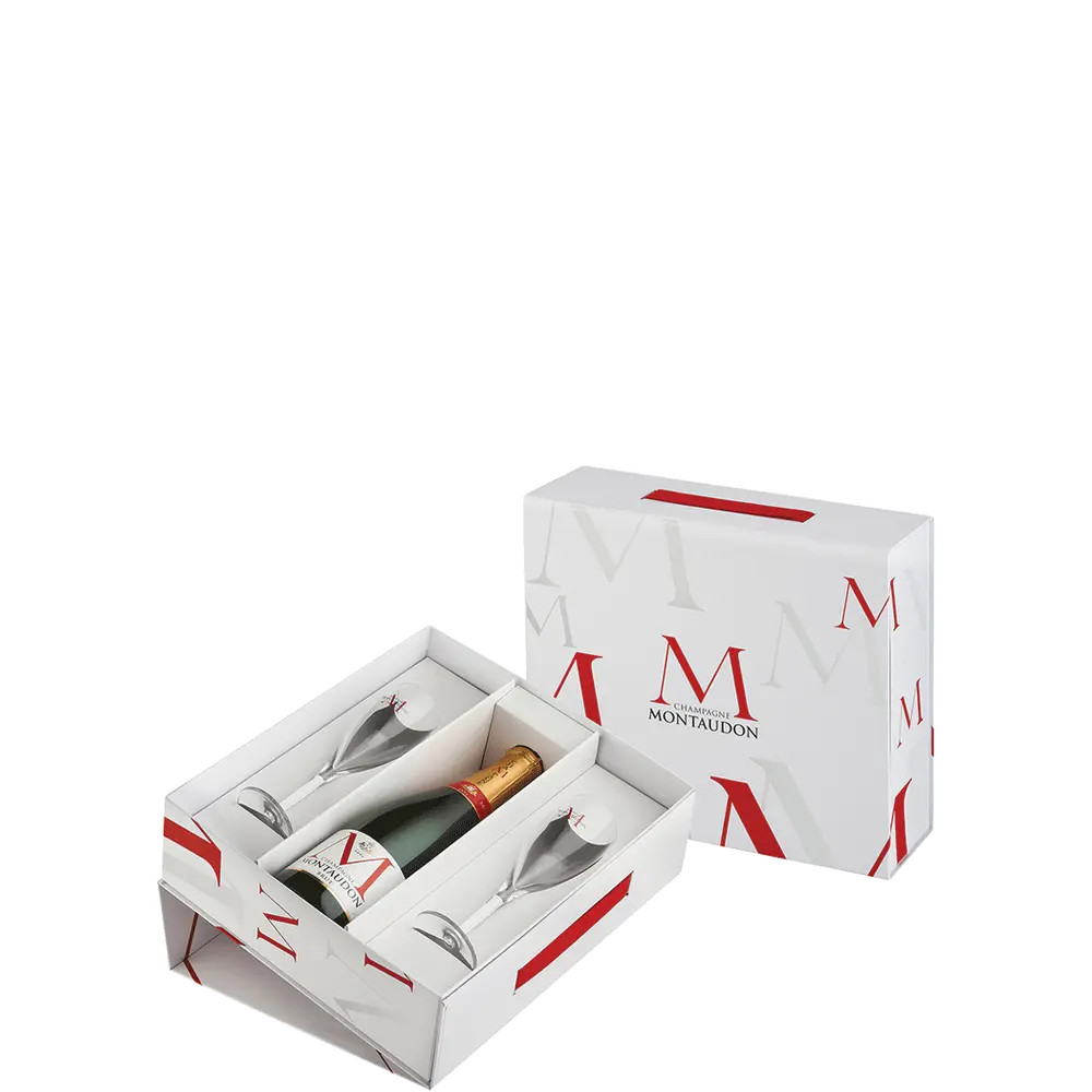 Montaudon Brut Champagne Gift with 2 Glasses | Total Wine