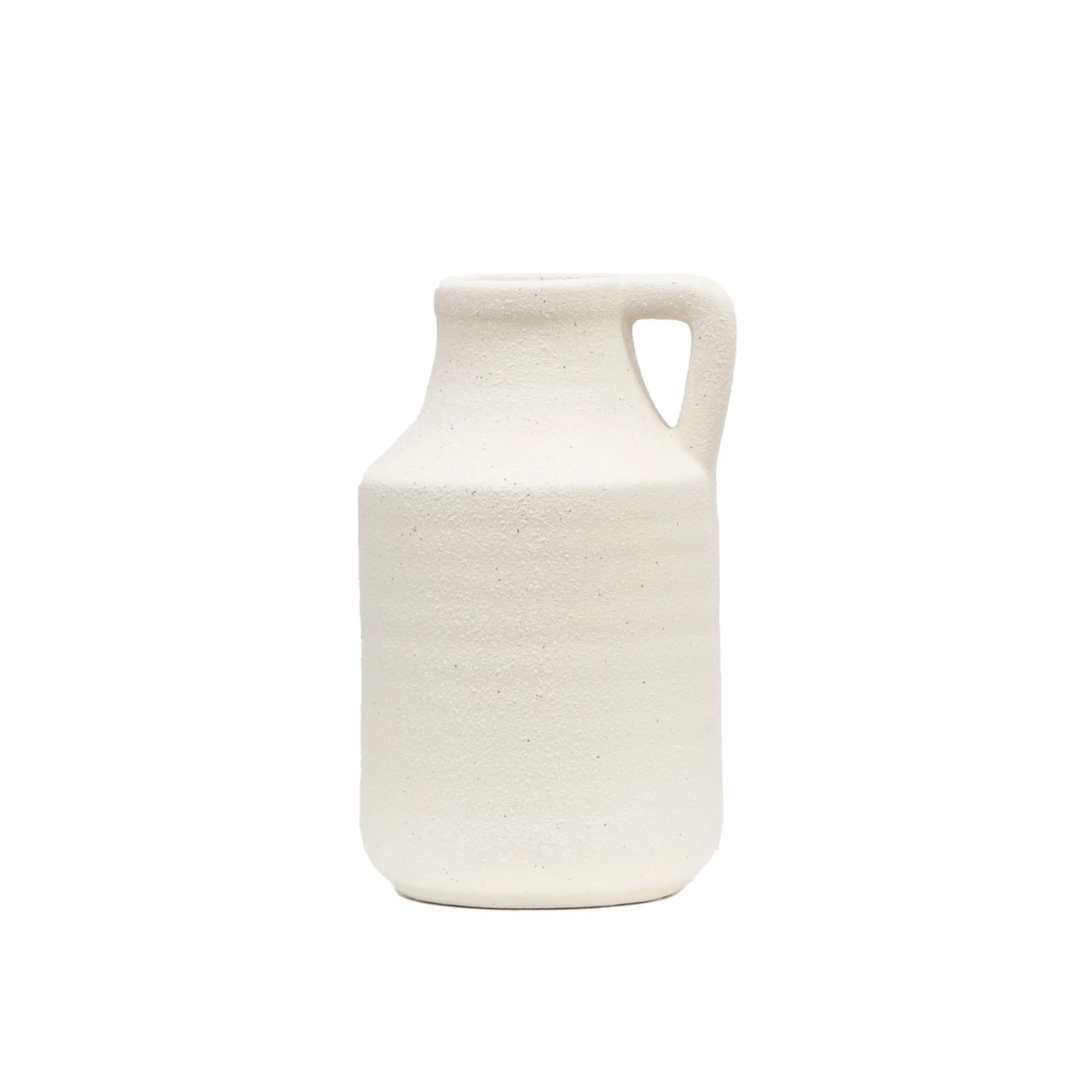 Better Homes & Gardens 9" Textured Natural Ceramic White Jug Vase | Walmart (US)