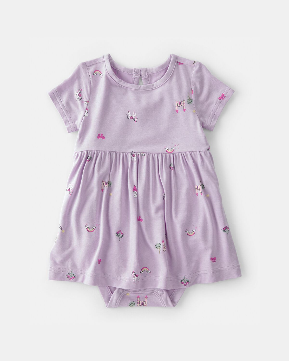 Baby Girl Fairytale Short-Sleeve PurelySoft Bodysuit Dress - Purple | Carter's Inc