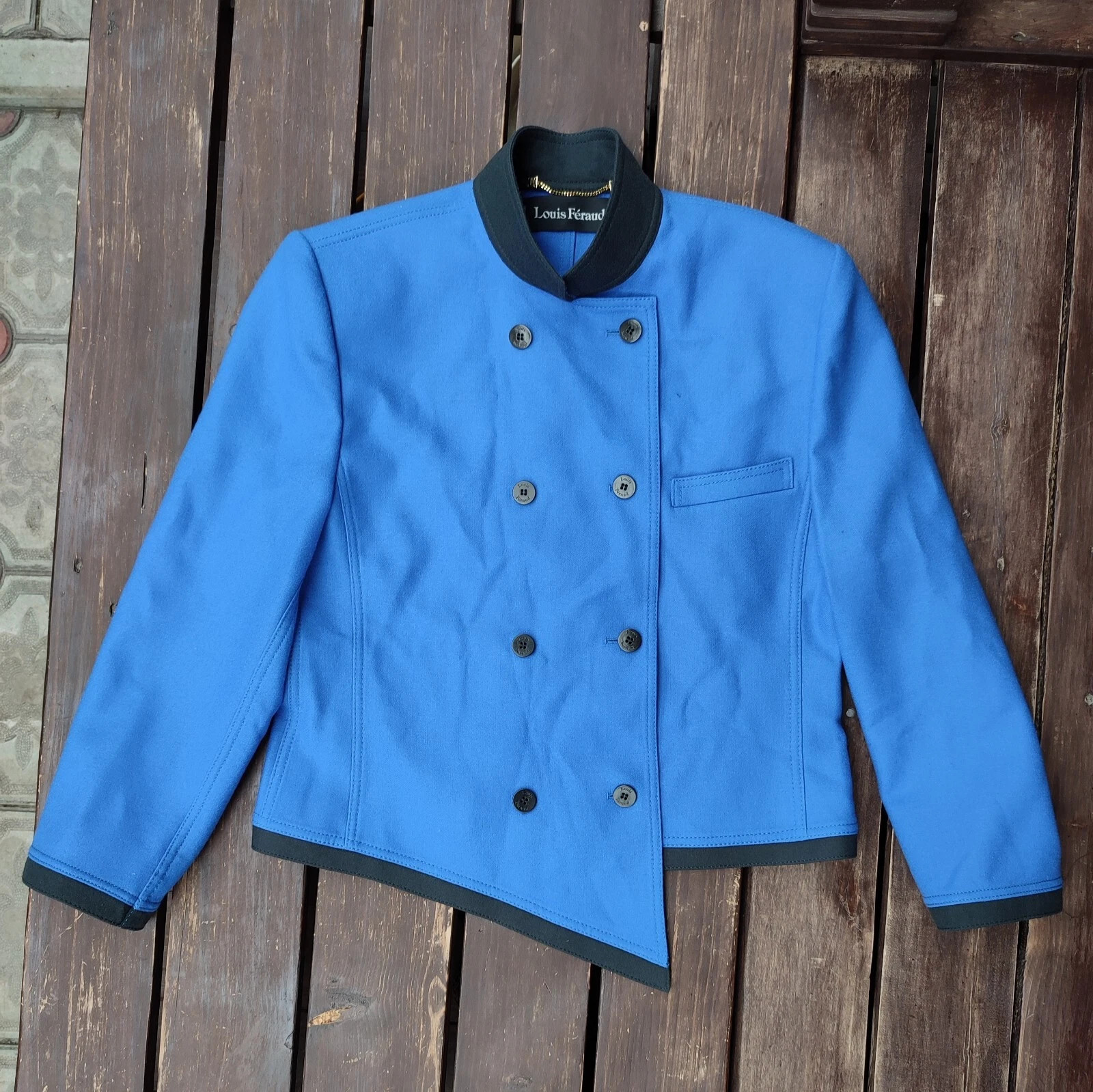 Louis Feraud Vintage 80's - 90's Blue Asymmetrical Wool Blazer Jacket E 42 US 12 | eBay US
