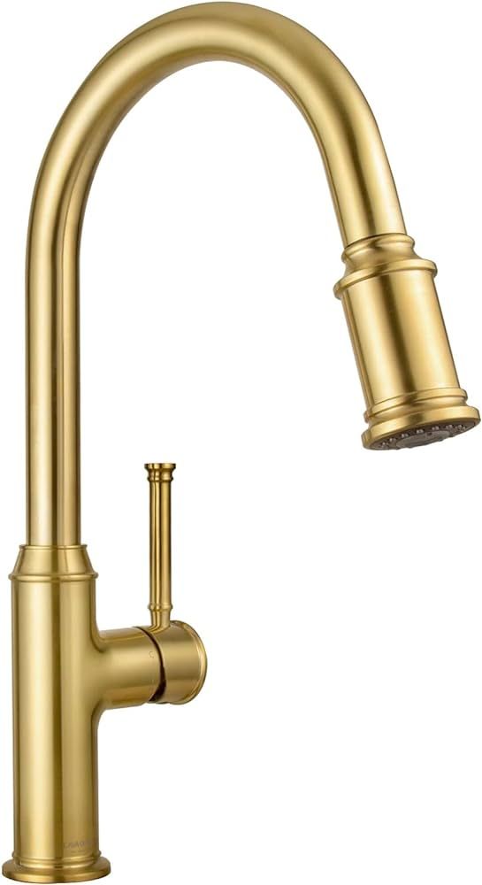 Brushed Gold Kitchen Faucet with Pull Down Sprayer, Lava Odoro Single Handle Gold Kitchen Sink Fa... | Amazon (US)