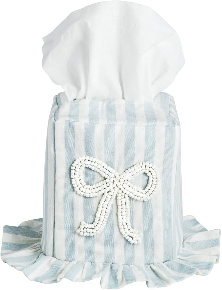 Mud Pie Fabric Stripe Bow Tissue Box | Amazon (US)