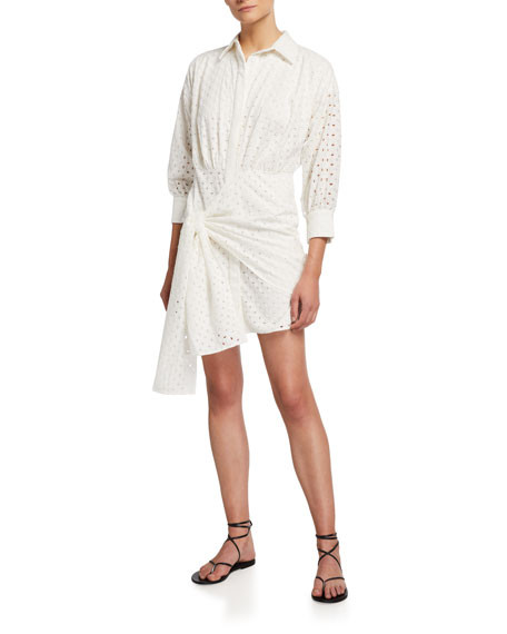 One33 Social Sarong Skirt Eyelet Mini Shirtdress | Neiman Marcus