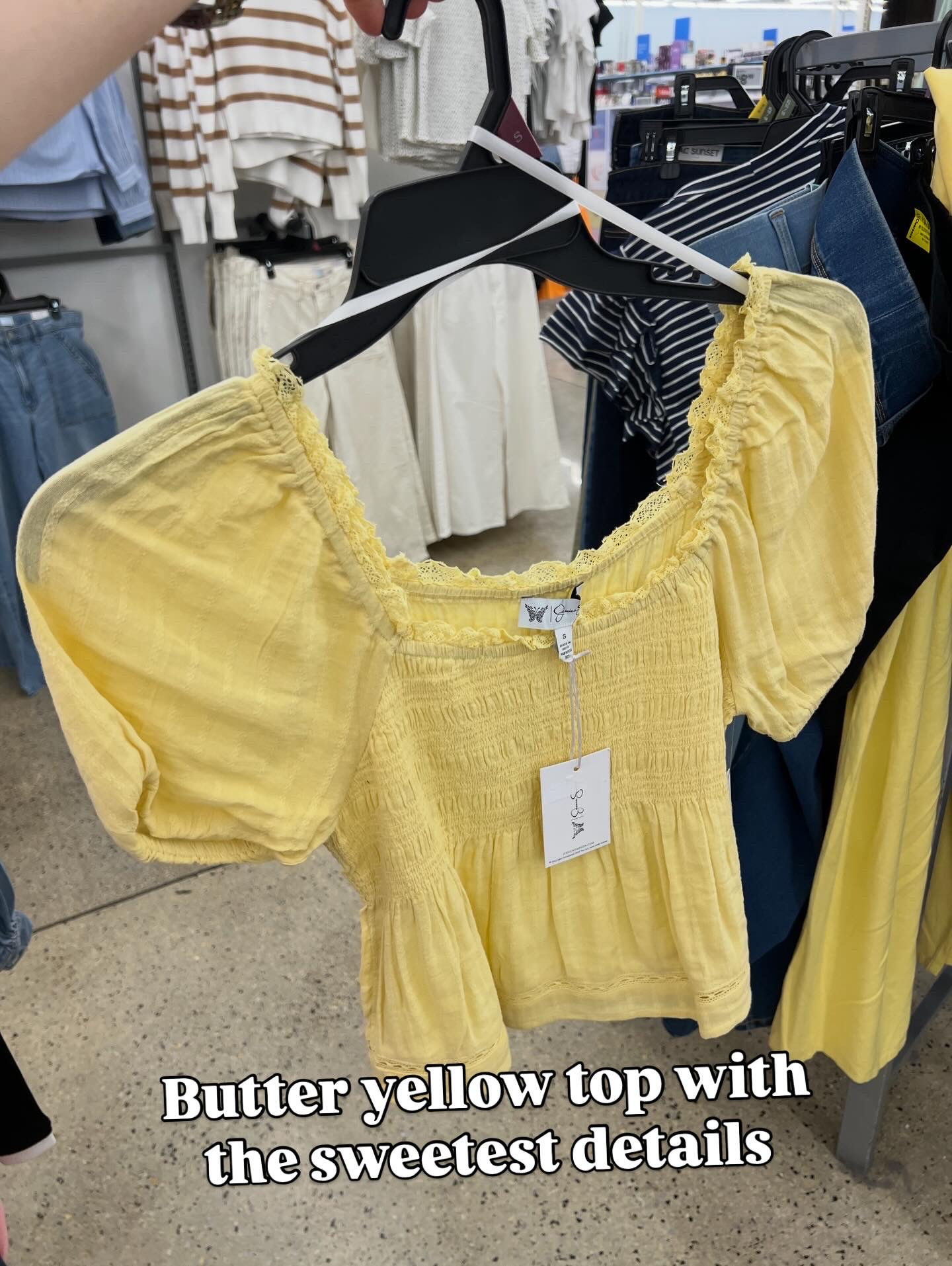 Puff sleeve top comes in yellow or off white, fits tts. #walmartfashion 