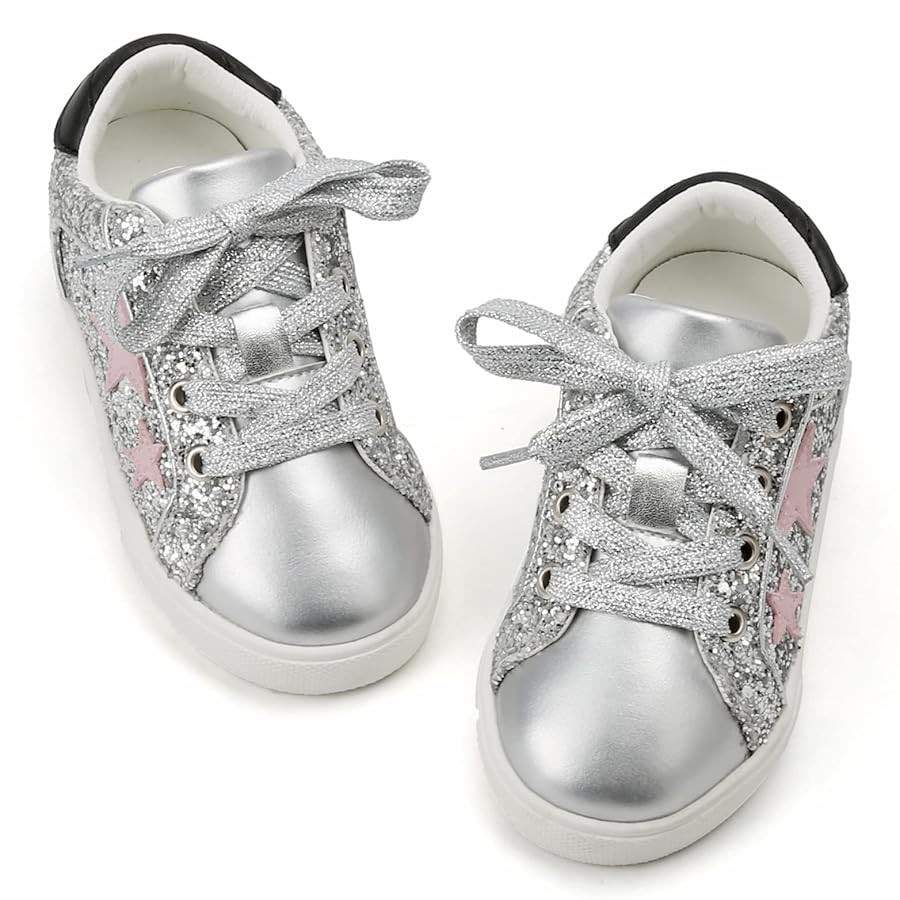 GINFIVE Toddler Girls Sneakers Little Girls Slip On Shoes Glitter Sneakers Toddler | Amazon (US)