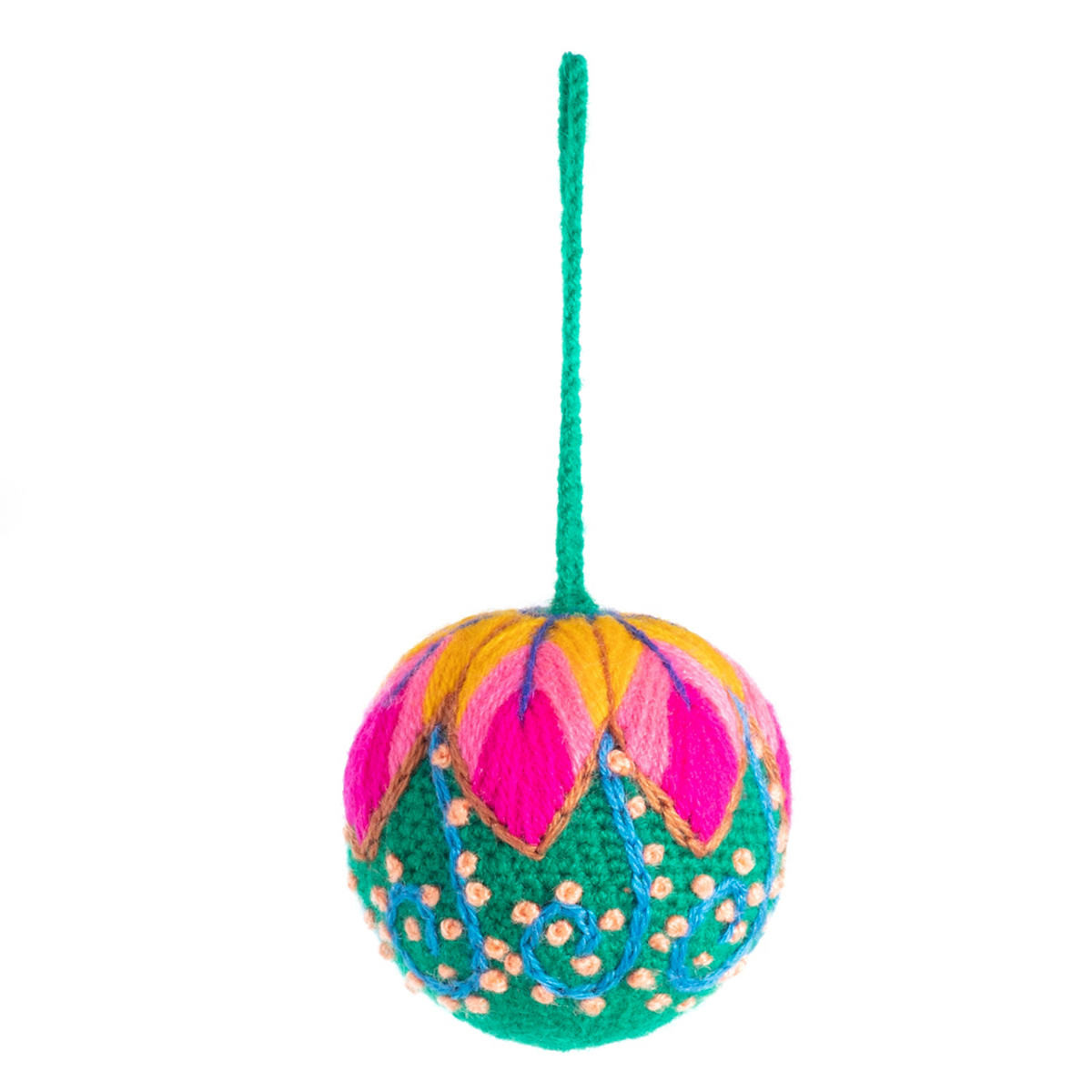 Green Embroidered Ball Ornament | Annie Selke
