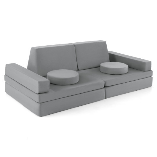 10-Piece Kids Play Couch Sofa with Portable Handle-Gray | Costway US Affiliate