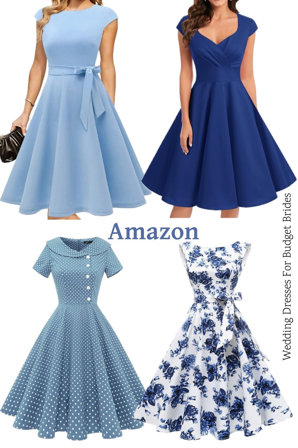 Blue spring summer affordable vintage style wedding guest dresses on Amazon. 

Church dresses, easter dresses, garden party dresses, outdoor wedding, back yard wedding, dressy casual wedding, spring dress.

#LTKWedding #LTKSeasonal