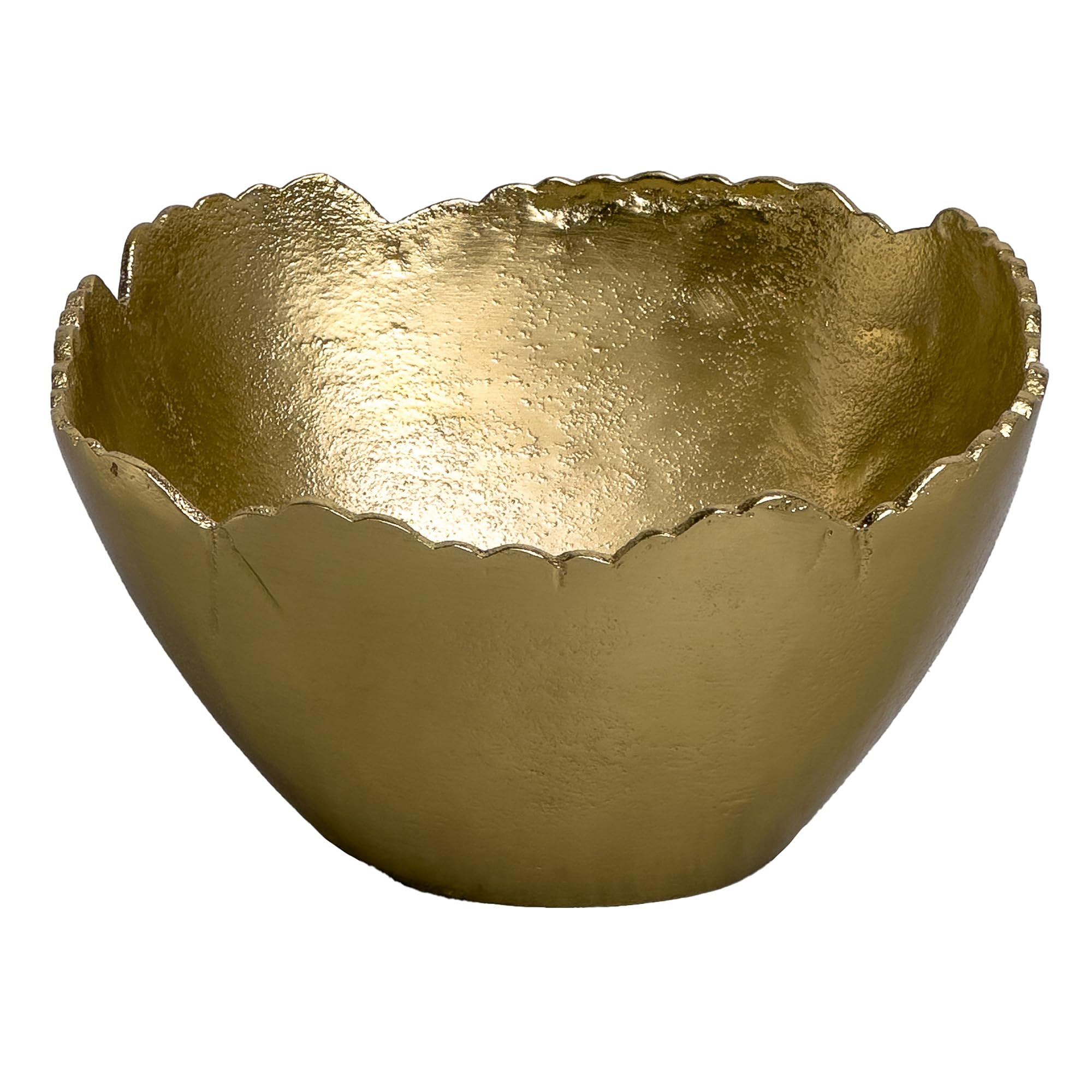 Free-Form Irregular Scalloped Edge - 7.5 x 4 Inch Textured Gold Aluminum Round Decorative Serving... | Amazon (US)