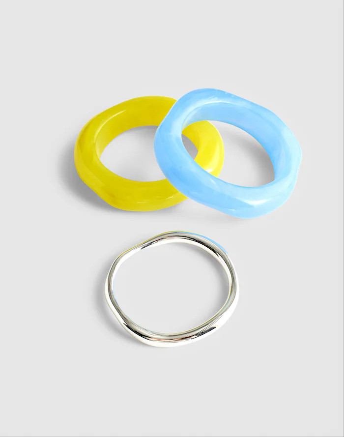 Three-Pack Sculptural Resin Bangle Bracelet Set | Madewell