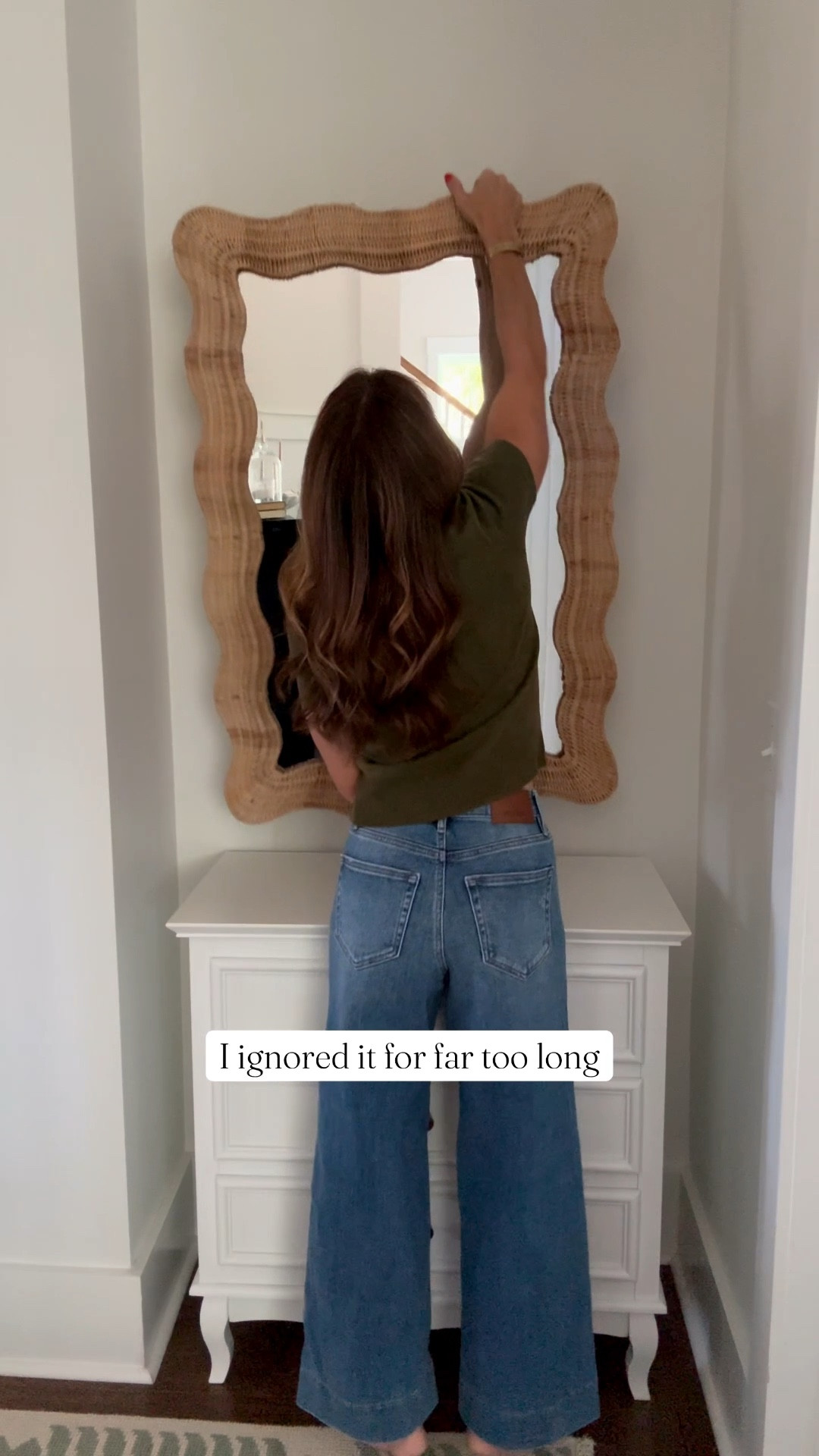 Goodbye awkward nook! I seriously love walking by this cozy little nook in our hallway now. This chest of drawers was so affordable and I love the curves of the feet. And this wicker scallop mirror makes such a fun statement 🤩🥰

#LTKHome