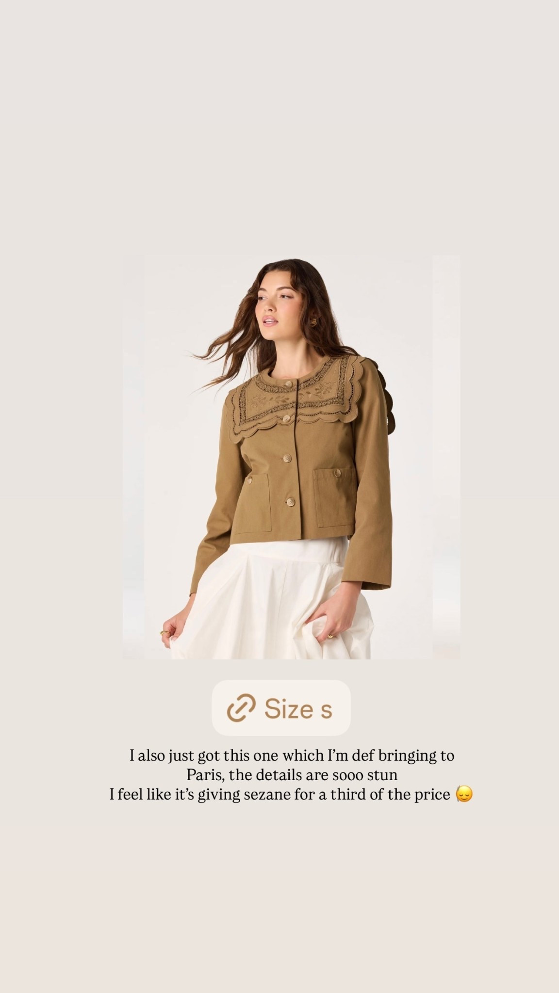 I also just got this one which I’m def bringing to Paris, the details are sooo stun 
I feel like it’s giving sezane for a third of the price 🙂‍↕️