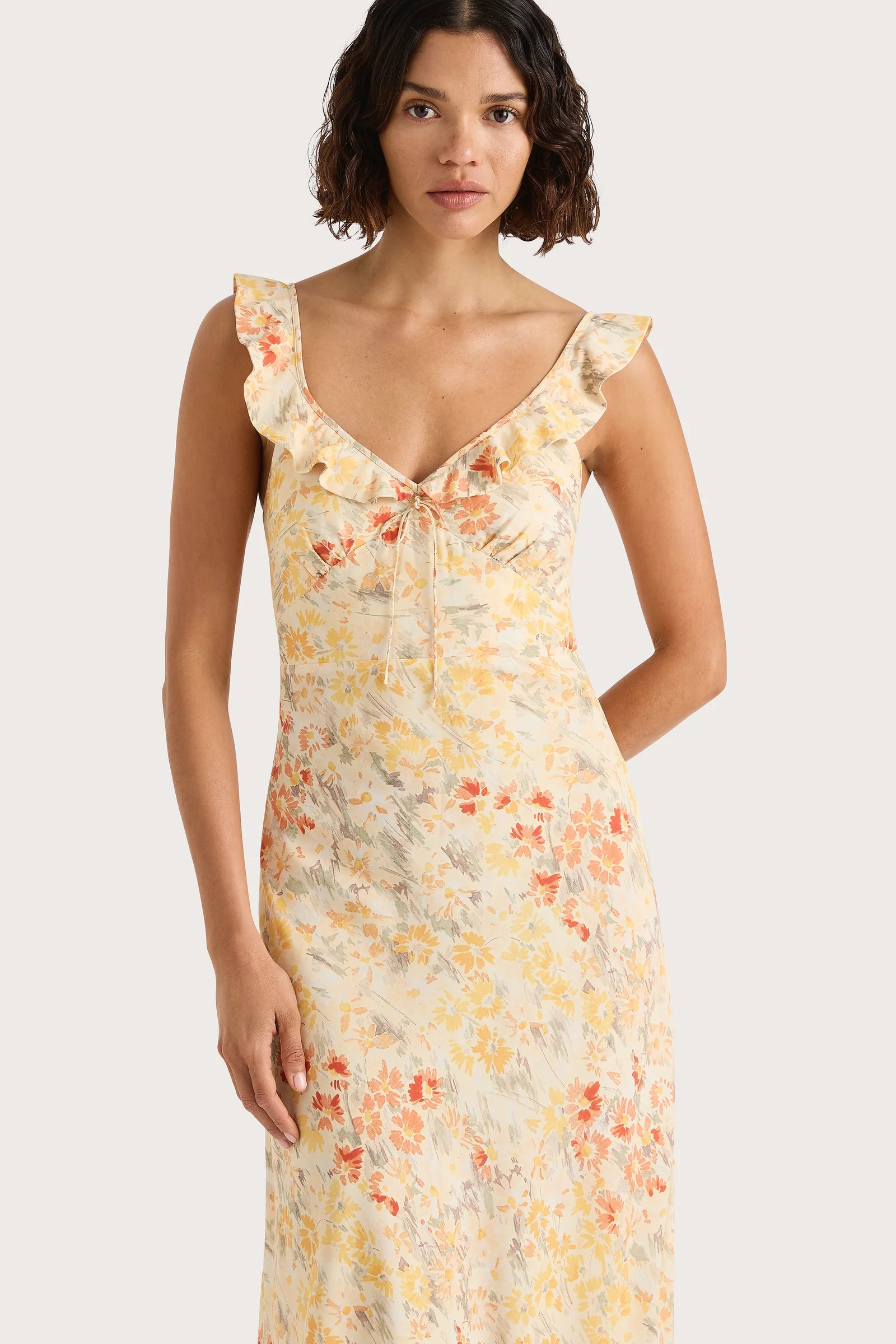 Yvonne Midi Dress Adeline Floral Yellow - Final Sale | Faithfull (AU)