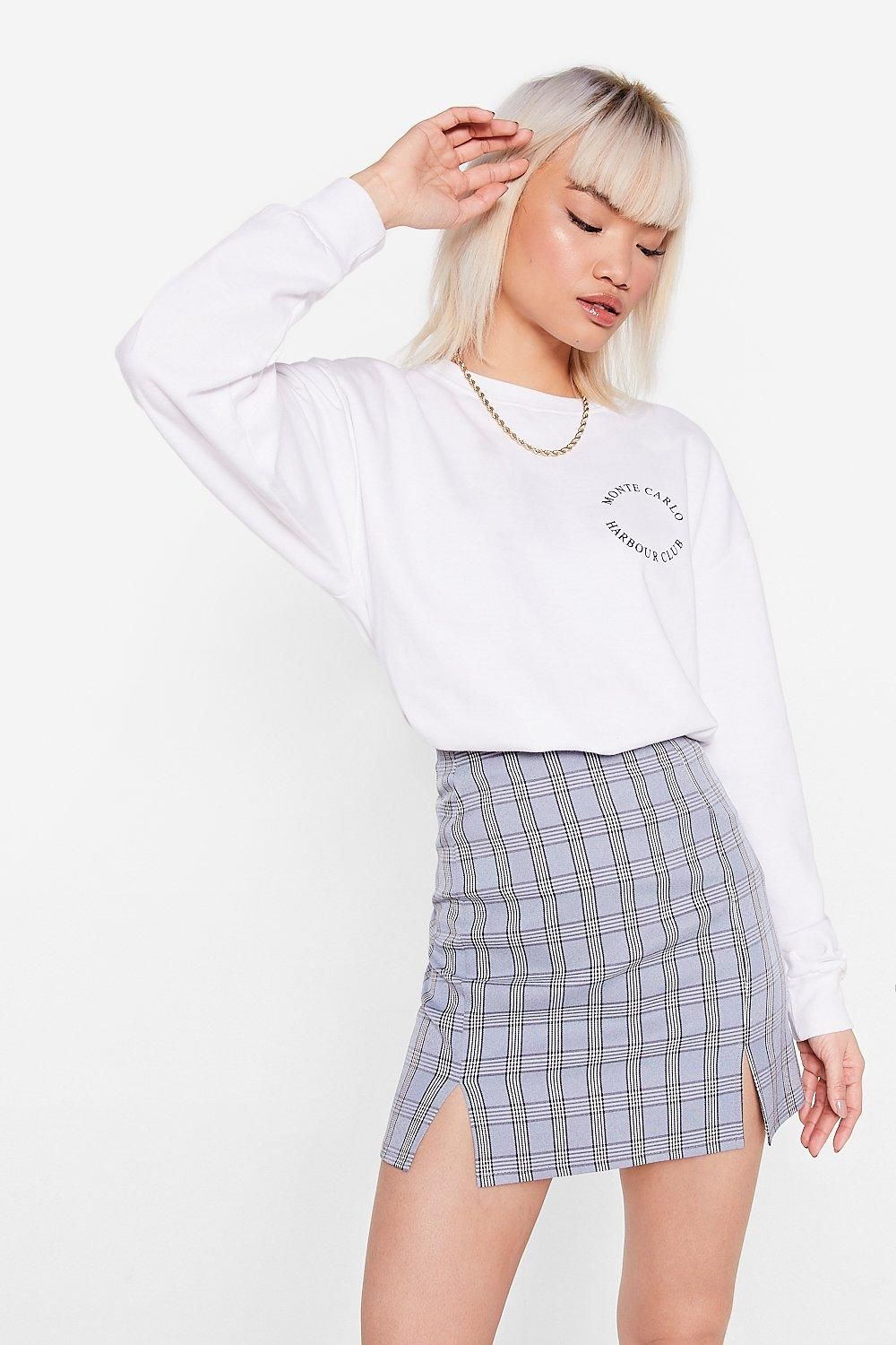 Petite Check Slit A Line Mini Skirt | Nasty Gal (US)