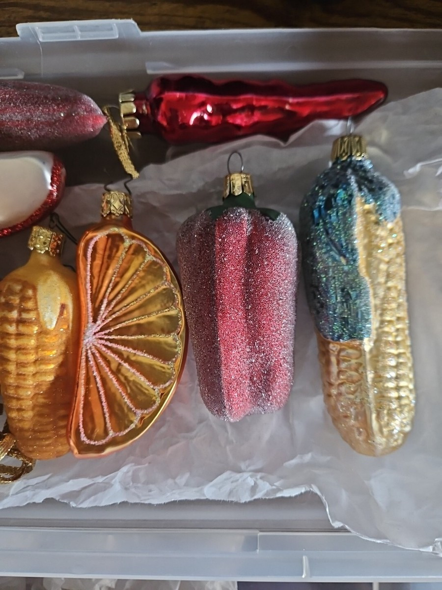 Vintage Glass Retro Large Christmas Fruit Veggetable Shaped Ornaments Lot Of 9 | eBay US