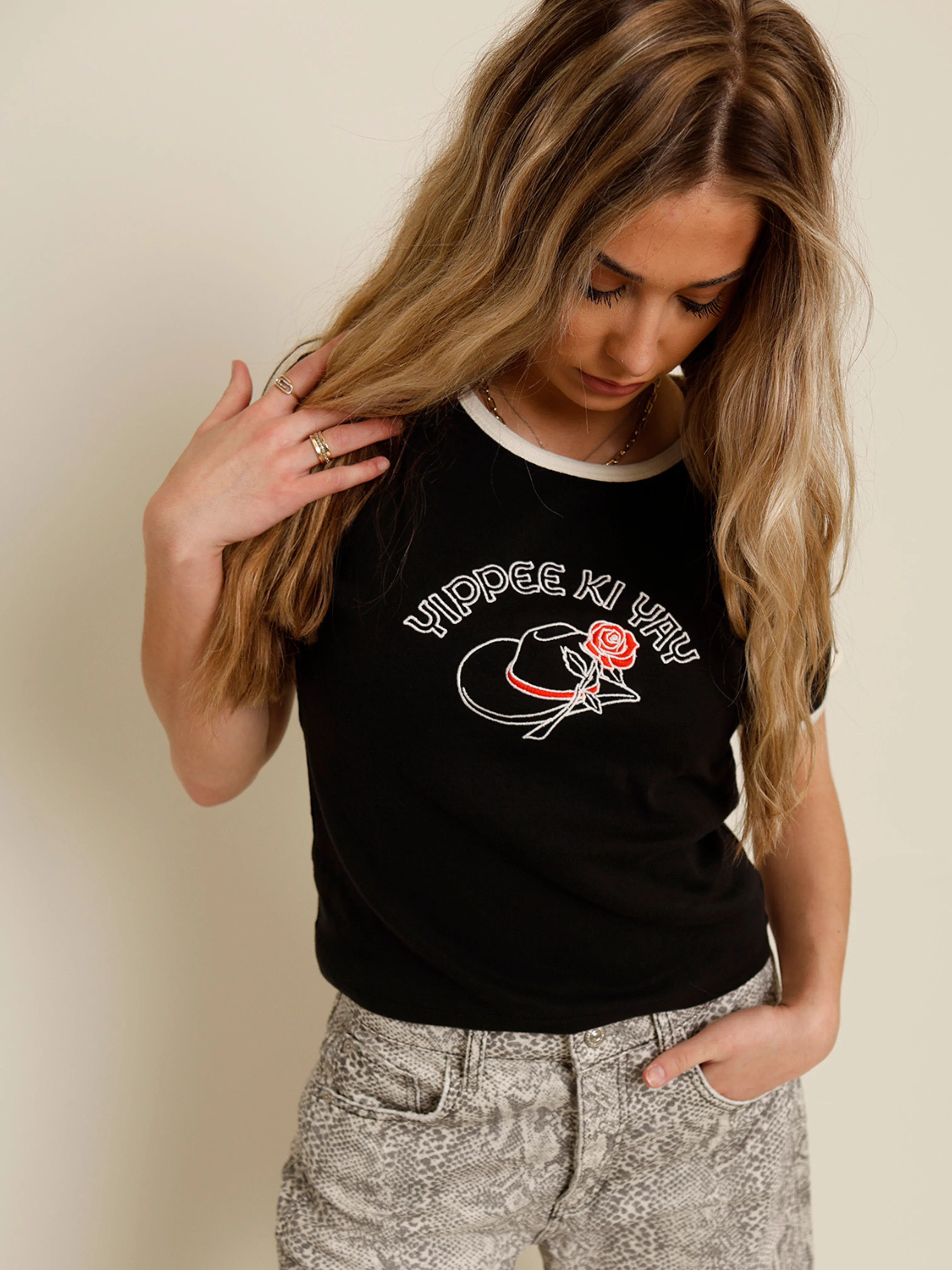 THE HIP EAGLE BOUTIQUE | YIPPEE KI YAY RINGER TEE | The Hip Eagle