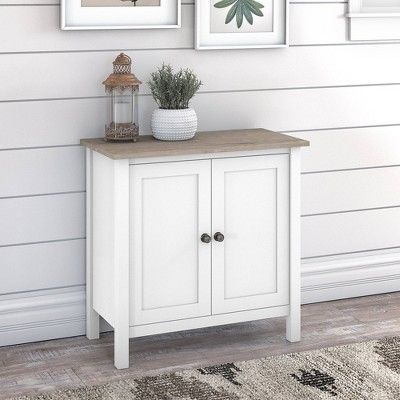 Mayfield Accent Storage Cabinet with Doors Shiplap Gray/Pure White - Bush Furniture | Target