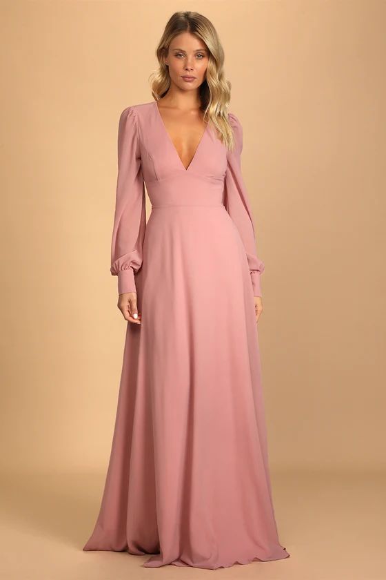 Talk About Divine Blush Long Sleeve Backless Maxi Dress | Lulus (US)