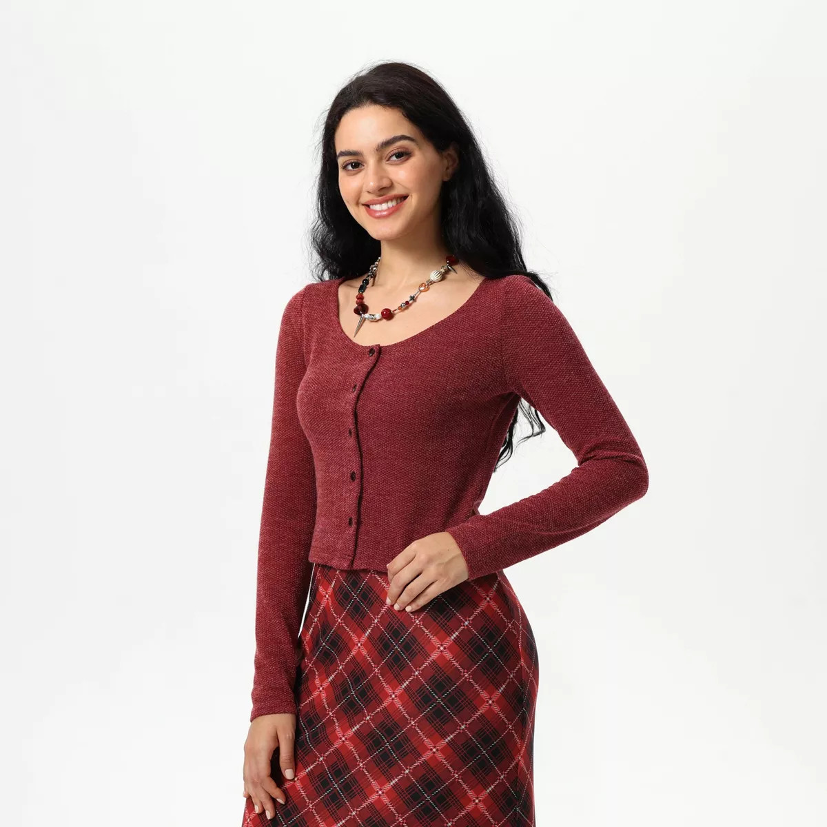 Women's Knit Button-Front Cardigan - Wild Fable™ Dark Red | Target