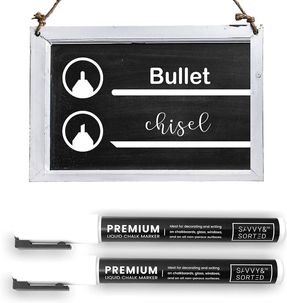 White Liquid Chalk Markers Erasable - 2PK 3mm Fine Tip Chalk Markers Chalk Pens - Chalkboard Mark... | Amazon (US)