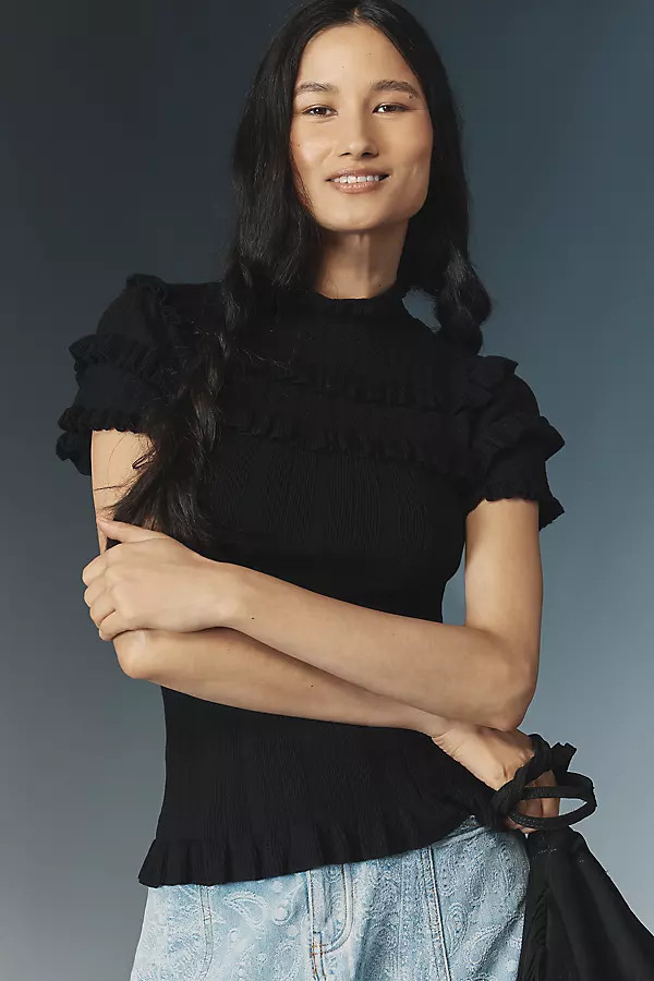 Ruffle-Hem Knit Top | Anthropologie (US)