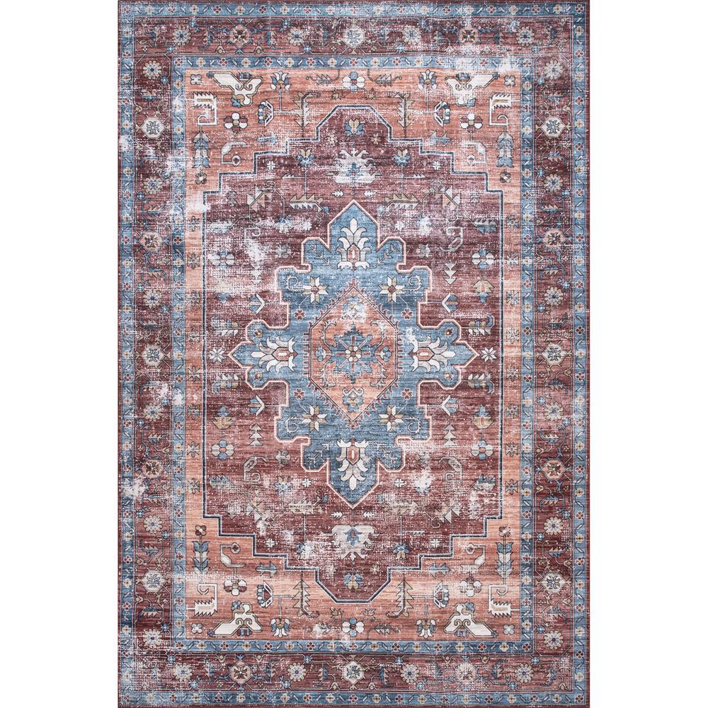 nuLOOM Zena Rust 5 ft. x 8 ft. Machine Washable Medallion Indoor Area Rug, Red | The Home Depot