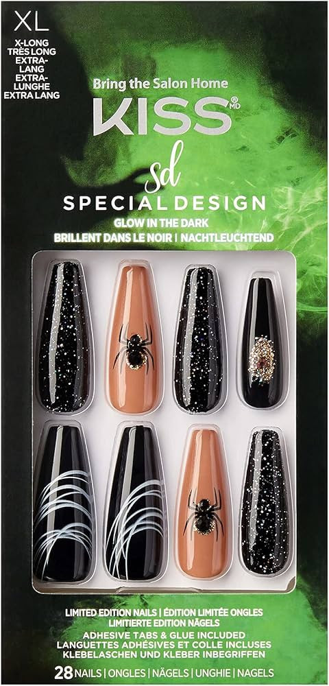Kiss Halloween Special Design Nails - Stranger Things, Extra Long Length, Coffin Shape, 28 Fake N... | Amazon (US)