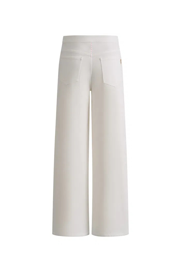 Mix Front Patch-Pocket Ankle Pants In Stretch Cotton Blend | Fabrique