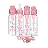 Dr. Brown’s Anti-Colic Options+ Baby Bottles, Narrow, Pink Floral Designs, 8oz, 4 Pack and Happ... | Amazon (US)