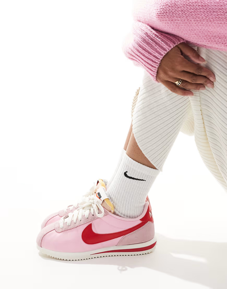 Nike Cortez TXT trainers in pink and red | ASOS (Global)