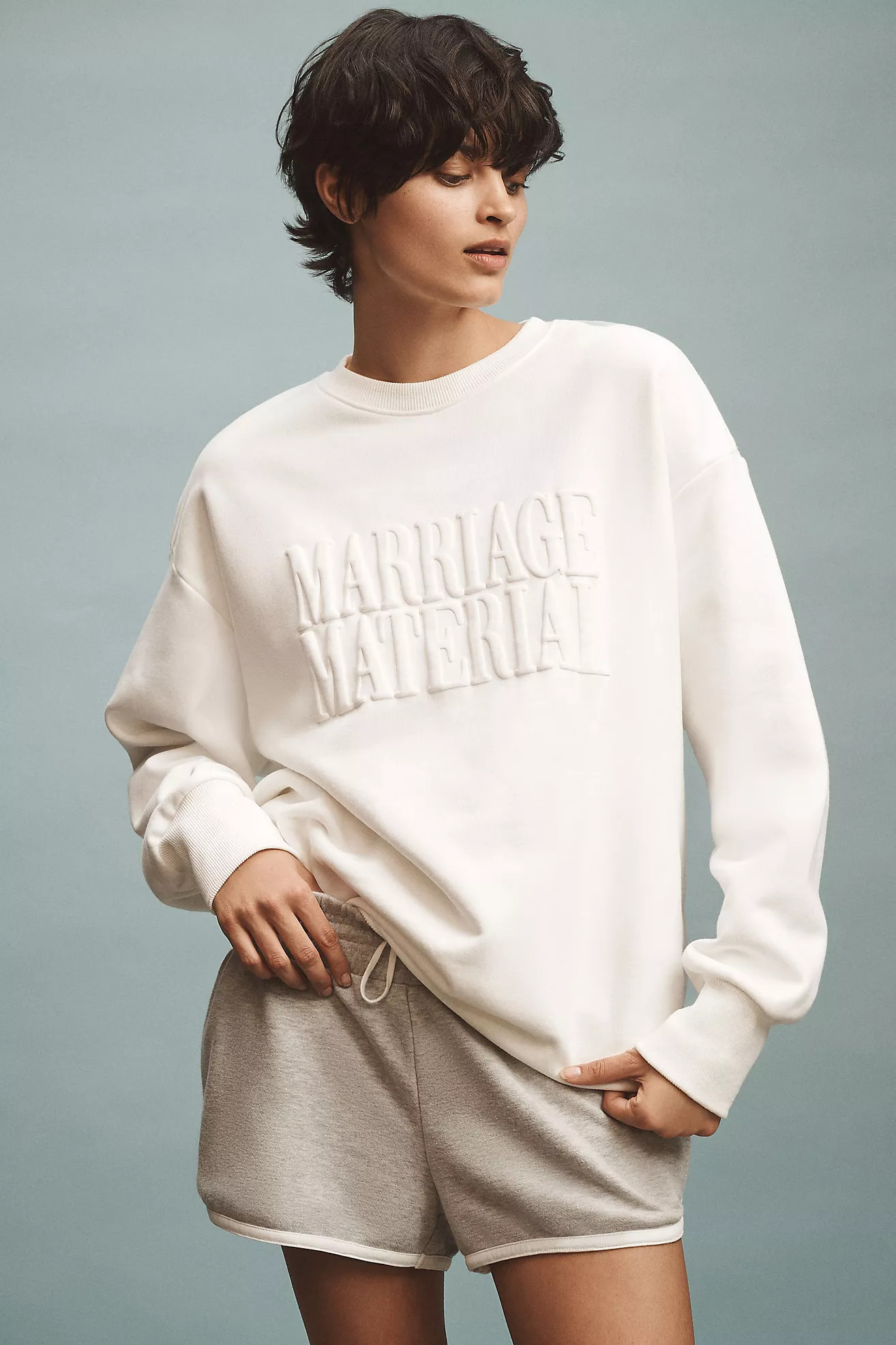 BRIDEMERCH Marriage Material Oversized Crew-Neck Sweatshirt | Anthropologie (US)