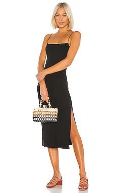 Enza Costa Strappy Side Slit Dress in Black from Revolve.com | Revolve Clothing (Global)