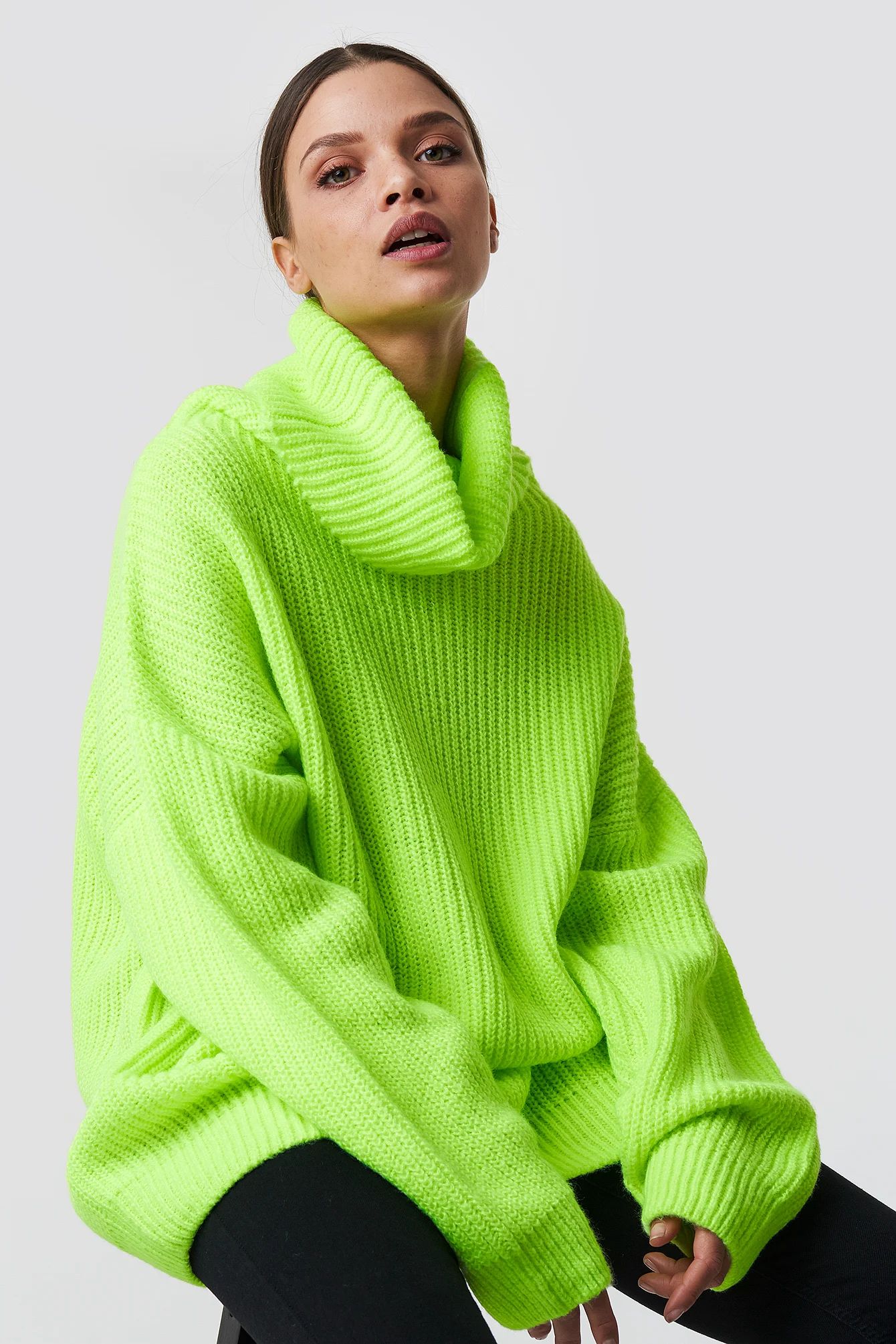 NA-KD Trend Neon Oversized Sweater - Green | NA-KD Global