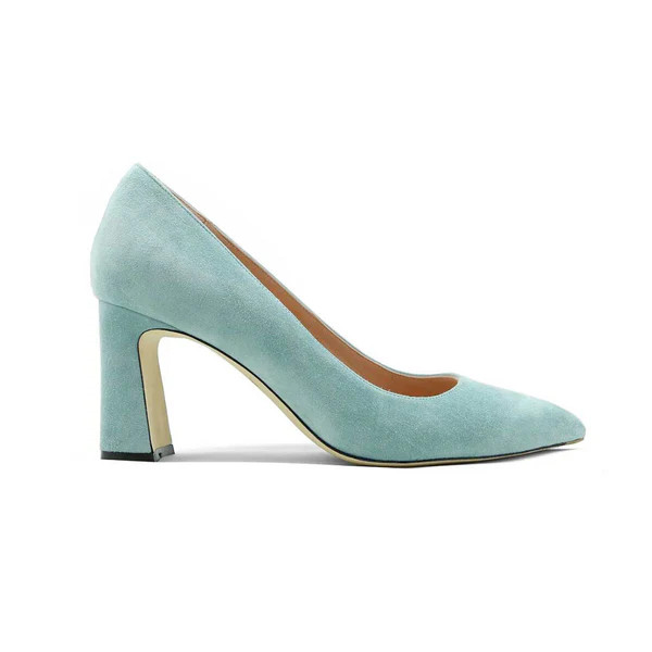 Blue Breeze Suede Bold Block Heel | ALLY Shoes