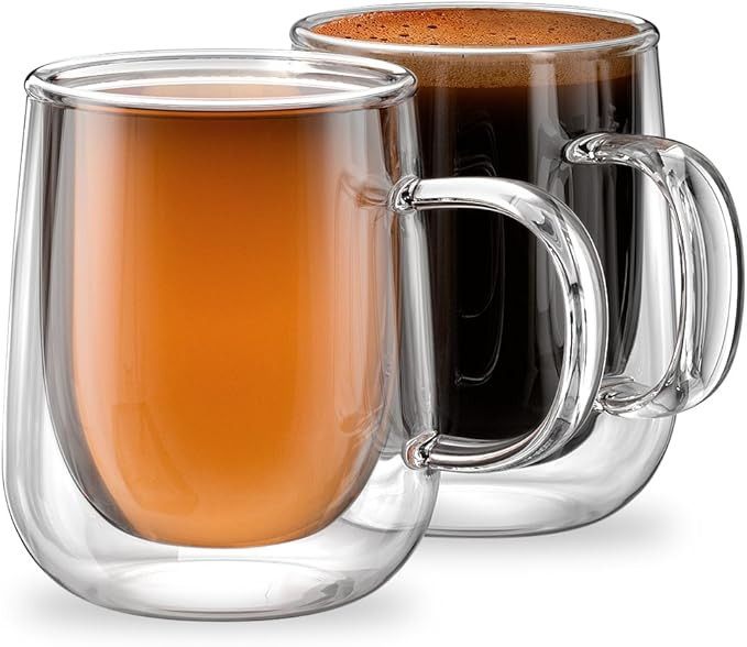 Stone & Mill Double Walled Glass Coffee Mugs (Set of 2) 9.4 oz, Venezia Collection, Insulated Mug... | Amazon (US)