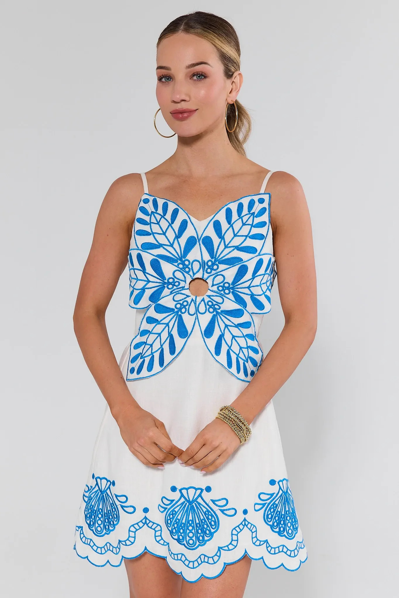 Leilani Blue Embroidered Mini Dress | Avara