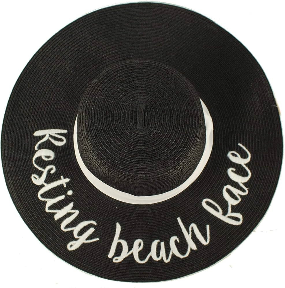 C.C Fun Verbiage Elegant Wide Brim 4" Summer Derby Beach Pool Floppy Dress Sun Hat | Amazon (US)