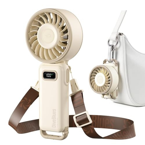 Diveblues Portable Handheld Fan, 7.4m/s High Speed Turbo Fan, 180° Foldable 4-in-1 Personal Neck Fan Carabiner Clip, 100 Speed Stepless Control, USB-C Rechargeable for Travel, Makeup Hot Flashes,D6036 | Amazon (US)