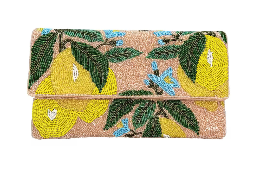 NEW! Lemon Seed Bead Clutch Bag, Embellished Fruit Crossbody Bag, Seed Bead Clutch Bag, Boho Hand... | Etsy (US)