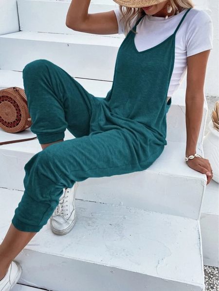 Me obsessing over everything jewel toned right now!!  Perfect transition colors from summer to fall!  This jumpsuit in teal green is everything!! #Jumpsuit #FreePeople #FreePeopleDupe #HotShot #HotShotDupe #Shein #SheinFinds #JewelTone #SheinHaul 

#LTKfit #LTKSale #LTKSeasonal