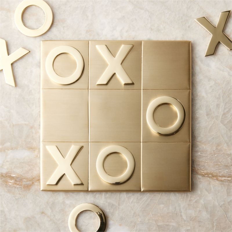 Rayne Brass Tic-Tac-Toe Set | CB2 | CB2