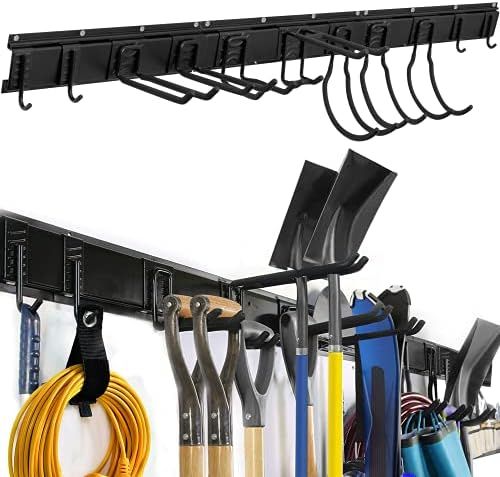 Amazon.com: WMK Garage Tool Organizer Wall Mount, 14 PCS Tool Storage Rack with 11 Adjustable Hea... | Amazon (US)