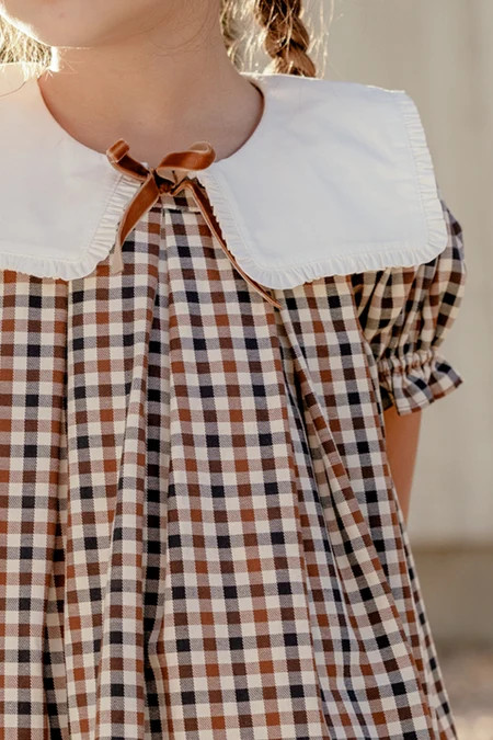 Baby Emery Romper in Chestnut Gingham | Ivy City Co