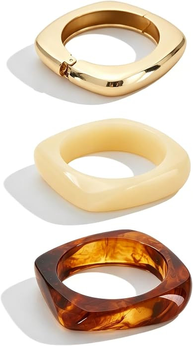 3 PCS Acrylic Resin Bracelet for Women Irregular Geometric Cuff Wide Wristband Bangles Trendy Chu... | Amazon (US)