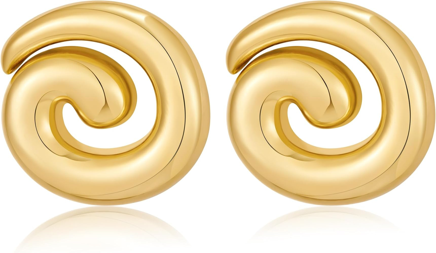 Chunky Gold Statement Earrings For Women Gold Spiral Earrings Geometric Earrings Summer Earrings | Amazon (US)