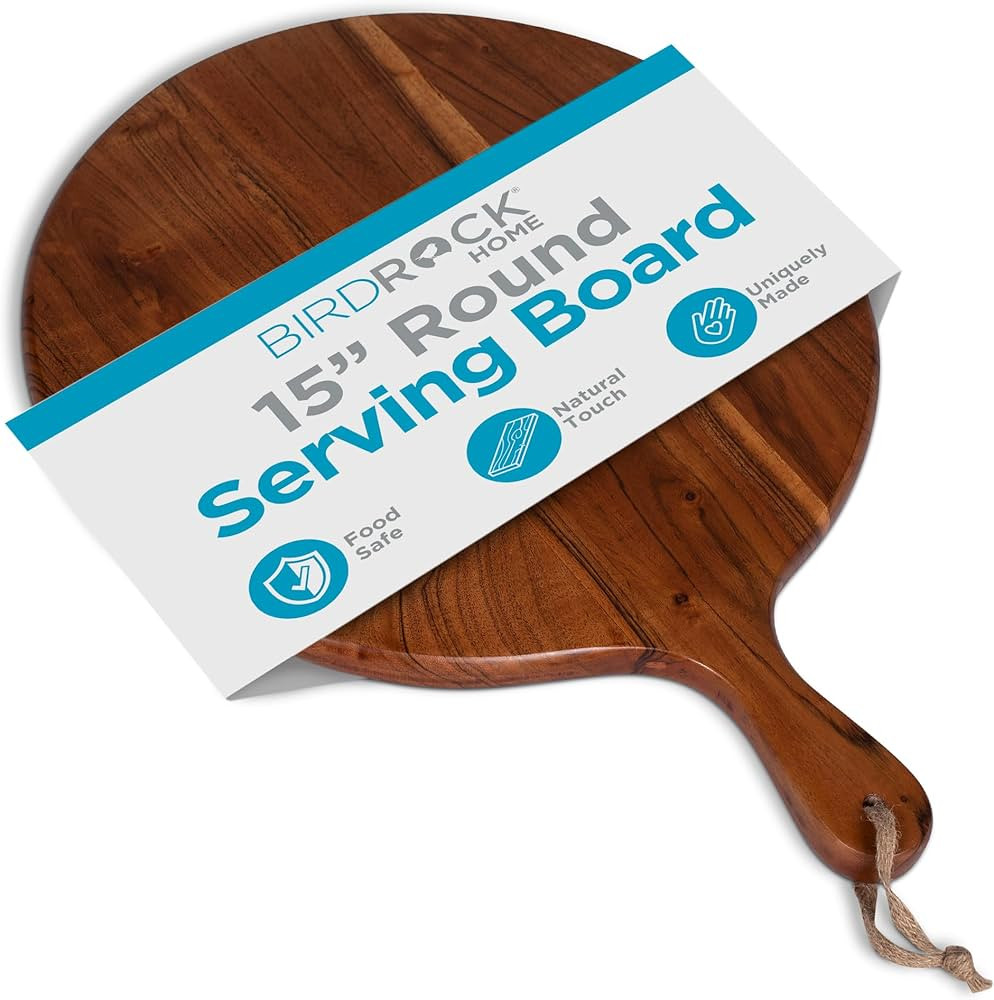 BIRDROCK HOME Tabla de madera de acacia para servir queso con asa, charcutería, aperitivos, plat... | Amazon (US)